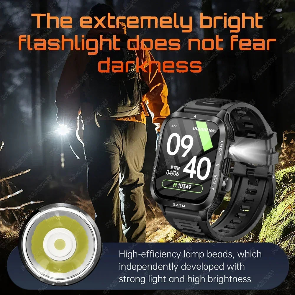 Smartwatch 3ATM Waterproof 1.96''HD Screen BT Call Health Monitor Flashlight 880MAH Battery Sports Smart Watch For Android iOS