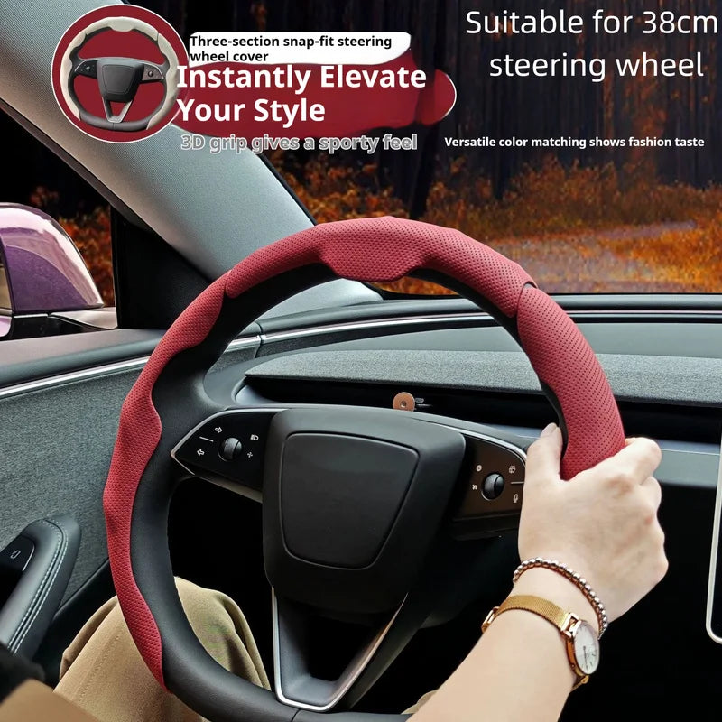 Car In Vehicle Nappa Leather Steering Wheel Cover Universal For Men And Women All Seasons Nonslip Sweatabsorbing Wearresistant