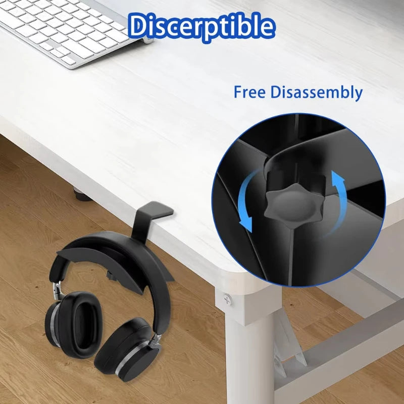 Adjustable Rotatable Arm Clamp PC Gaming Headphone Stand for Headset Hanger Hook Holder Desk Space Save Clip Mount