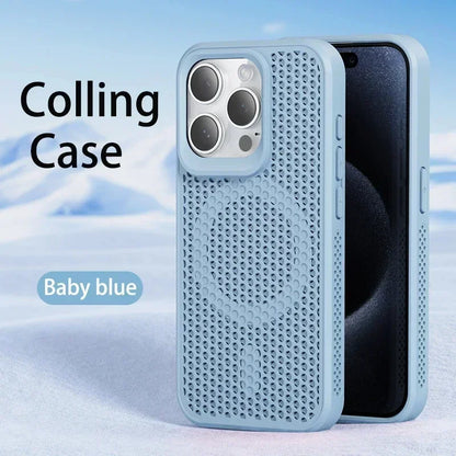Cooling Heat Dissipation For Magsafe Case For iPhone 18 17 16 14 15 13 12 11 Pro Max Funda Mesh Breathable Grid Matte Hard Cover