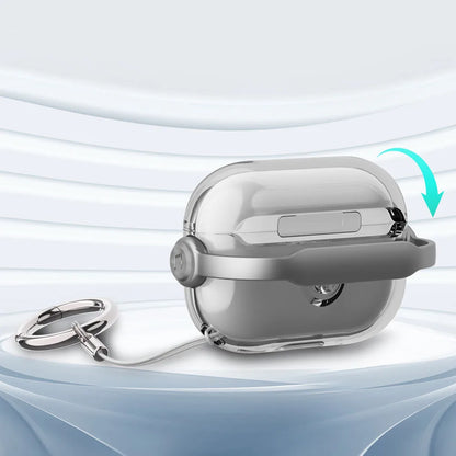 Security Lock Transparent Cover For Airpods Pro 2 Case Cute Candy Color Clean Earphone Case For Airpods 4 3 1 2 5 Phone Holder