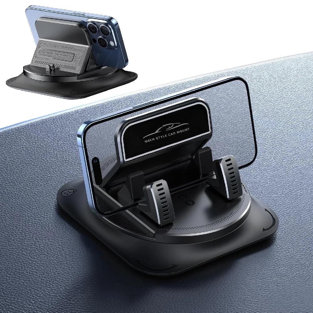 One-Hand Operated Dash Phone Clip, Shockproof 360° Rotatable Holder for Car, Perfect Angle Adjustable for Landscape & Portrait