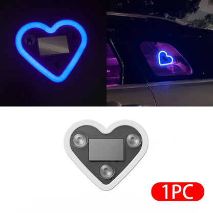 SEAMETAL Universal Car Solar Heart-shaped Light Car Window LED Peach Heart Atmosphere Lamp for Car Exterior Interior Decoration