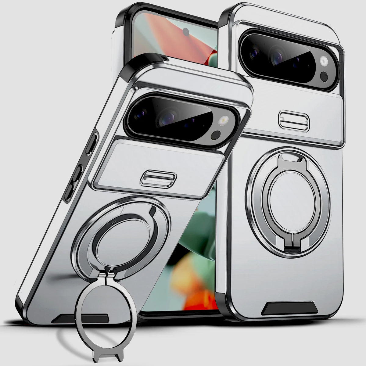Luxury Shockproof Armor Case For Google Pixel 11 10 9 7 Pro XL 8A 9A 8Pro 11Pro Anti-fall Support Car Mount Adsorption Cover