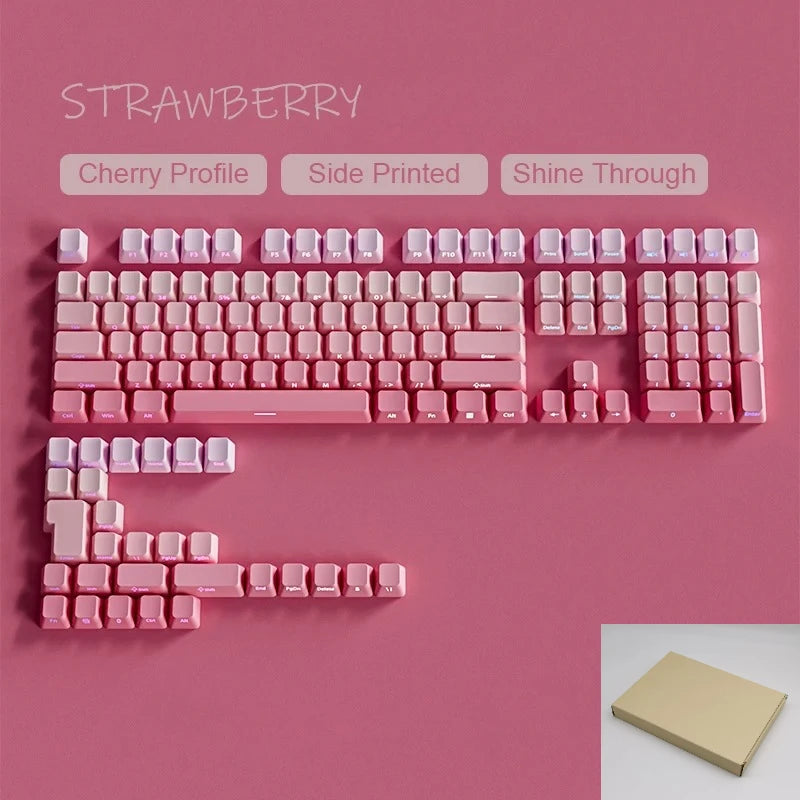 Gradient Gray Double Shot RGB Backlit Keycaps OEM Profile 135+ Keys Side Printed PBT Keycaps for Cherry MX Switches Keyboards