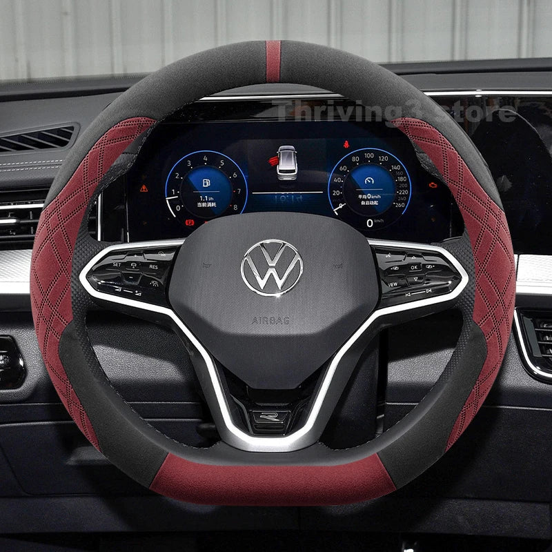 Suede Warm Car Steering Wheel Cover For Volkswagen Passat B8 B9 Tavendor Taos 2025 Heating Covers For Covers Auto Accessories