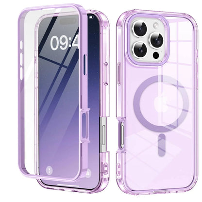 For iPhone 17/16e/15/14/13/12/11 Pro Max/Air Full Body Shockproof Case with Magnetic Built-in Screen Protector Transparent