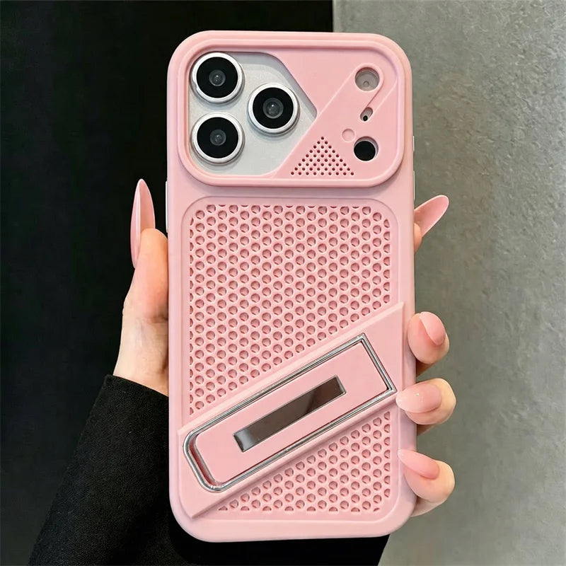 Luxury Heat Dissipation Stand Phone Case For iPhone 17 13 12 11 14 15 16  Pro Max Instantly Transform Into 17Promax Bumper Cover