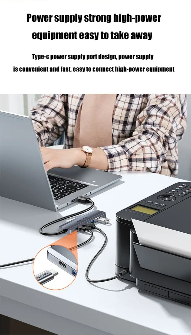 SAMZHE Ultra-thin 4 Ports USB 3.0 HUB High Speed USB Hub Type-C Port Splitter Adapter for Laptop Pc Smart Phone