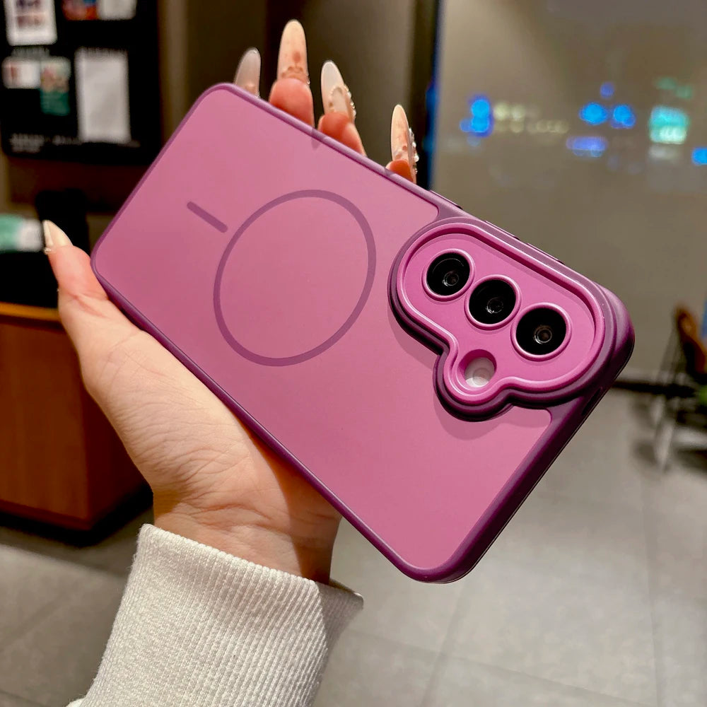 Luxury Matte PC Case For Samsung Galaxy A57 A37 A17 A18 A56 A36 A26 A16 5G 4G S26 S25 S24 S23 Plus A 57 For Magsafe Charge Cover