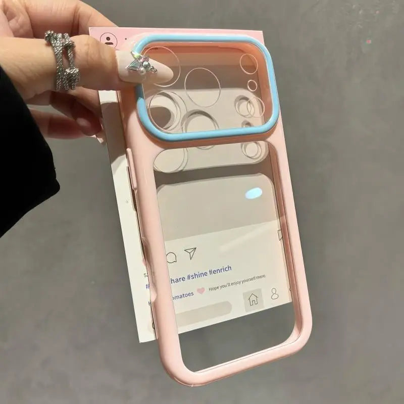 Luxury Candy Color Contrast Transparent Case for iPhone 17 16 15 18 Pro Max 14 11 12 13 Clear Ultra Slim Shockproof Ins Cover