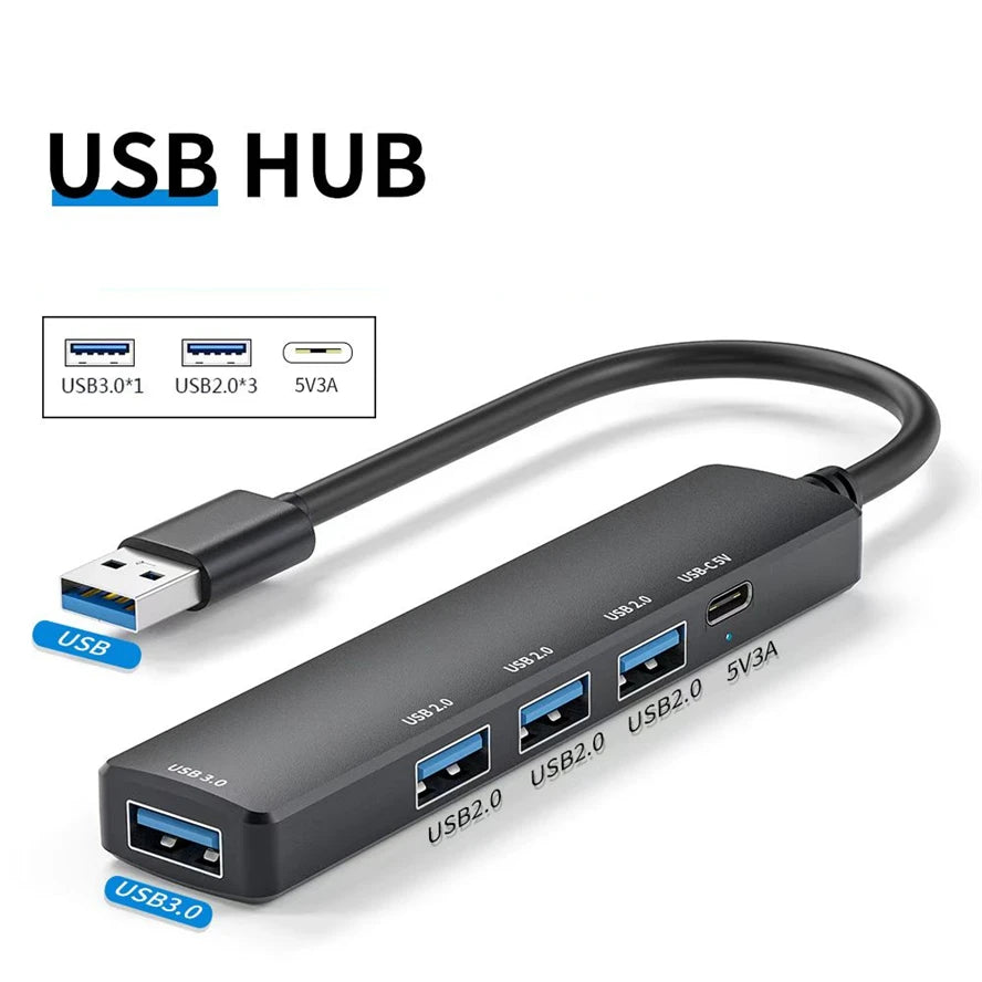 5 IN 1 USB C HUB Type C to USB 3.0 HUB PD 65W Multi USB Splitter Adapter OTG For Lenovo Macbook Pro U Disk Computer Accessories