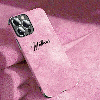 Personalized Luxury Leather Lambskin Case For iPhone 11 12 13 14 15 16 18Pro Max Customized Name DIY Cover
