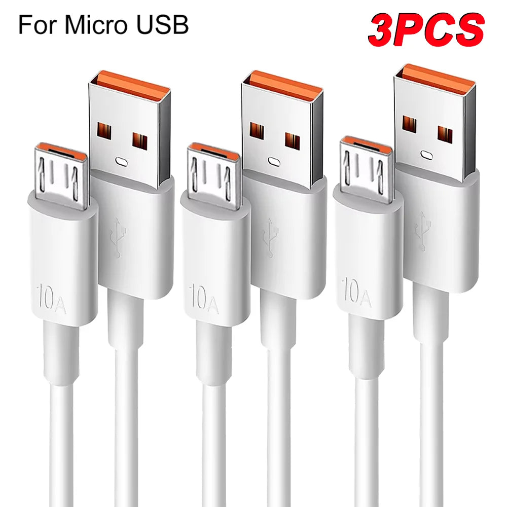 NNBILI 3PCS 10A Micro USB Cable Speed Fast Charging USB Cord For Samsung Galaxy S7 S6 PS4 MP3 TV Andriod Phones Data Cables ﻿1M