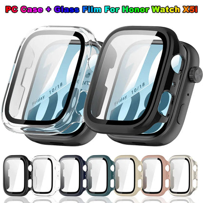 PC + Tempered Glass Case for Honor Watch X5i Smart Watch Strap Protective Cover Bumper For Honor Watch X5i Screen Protector