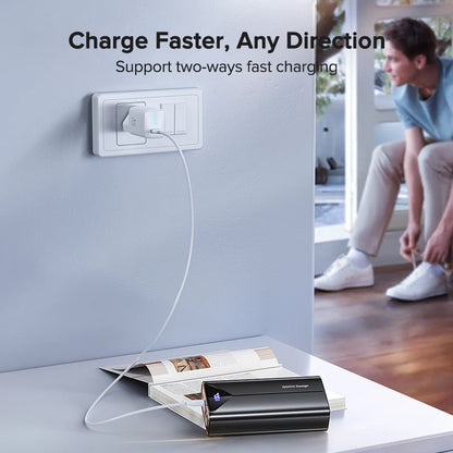 QOOVI 20000mah Power Bank 22.5W Fast Charging Built-in Cable External Large Battery Portable Charger For iPhone Samsung Xiaomi