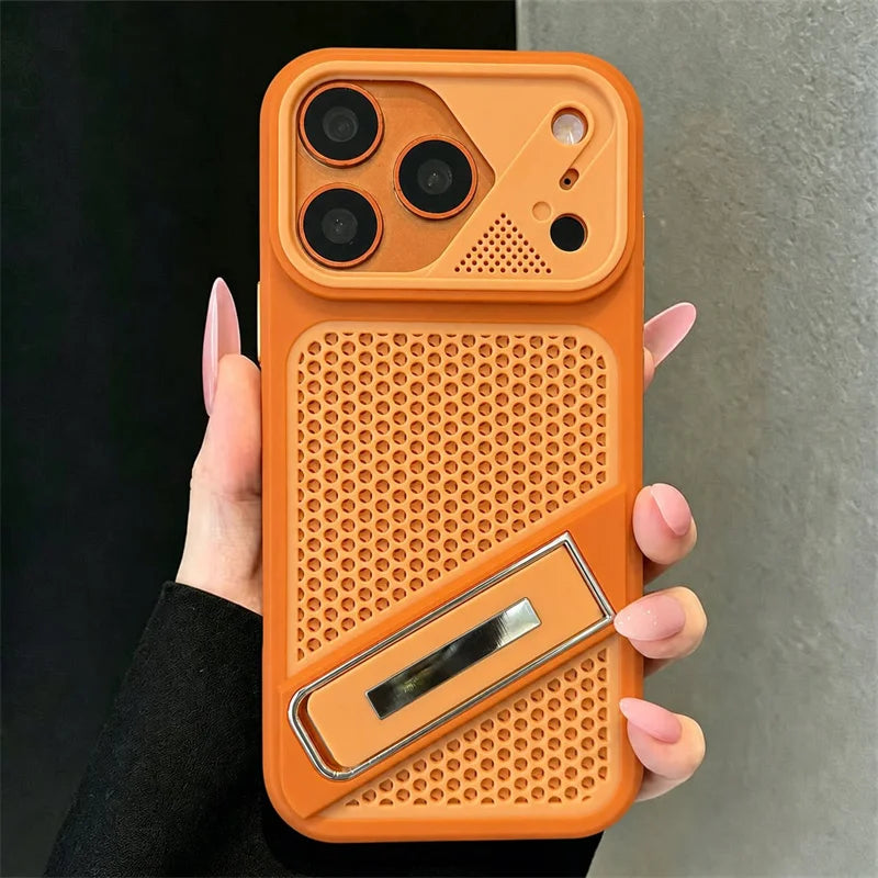 Luxury Heat Dissipation Stand Phone Case For iPhone 17 13 12 11 14 15 16  Pro Max Instantly Transform Into 17Promax Bumper Cover