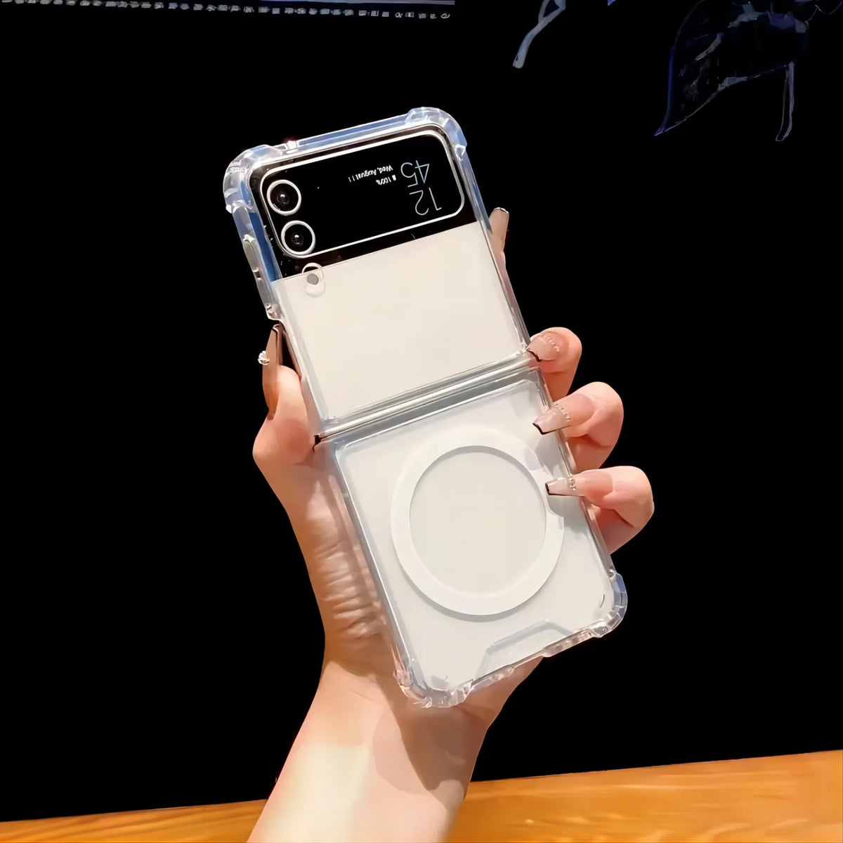 Galaxy Z Flip and Fold 3/4/5/6 Magnetic Case: Durable, Air-Cushioned, Transparent - Support Wireless Charging