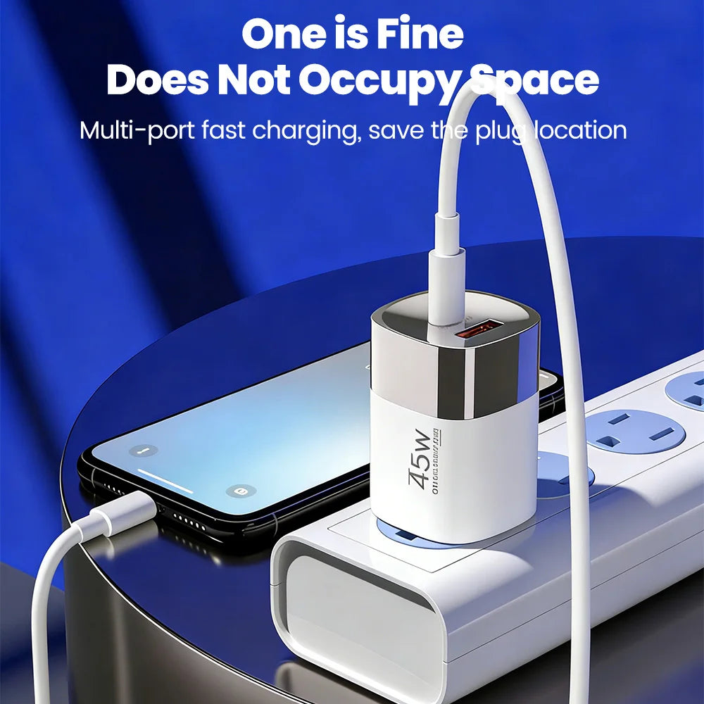 Elough 45W USB Type C Phone Charger Super Fast Charge 2 Port Wall Charger USB PD Adapter For iPhone Realme Huawei USB C cargador
