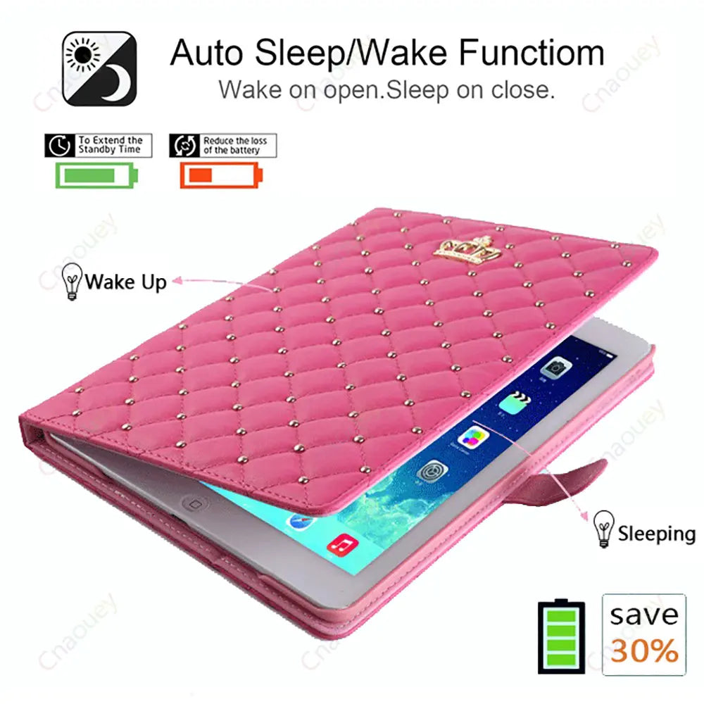 Funda Case for iPad 7th 8th 9th 10th Gen iPad Air4 Air5 iPad Pro11 Air11 A16 Lambskin Stand Smart Case iPad 9.7 2017 2018 Coque