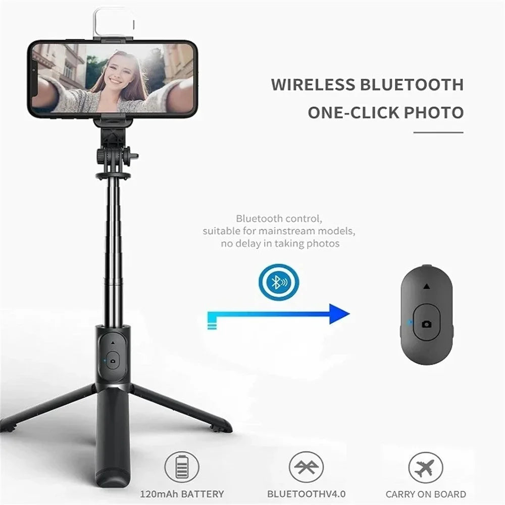 Wireless Bluetooth Selfie Stick Tripod Stand Extendable Universal Mobile Phone Holder For Live Streaming Selfie Video Recording