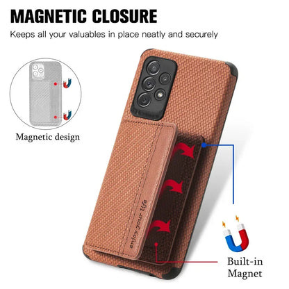 Carbon Fiber RFID Magnetic Leather Wallet Card Holder Case for Samsung Galaxy S25 S26 S22 Plus S21 S23 S24 Ultra S20 Fe Cover