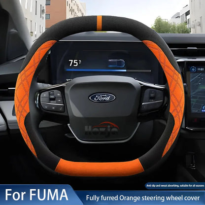 Luxury Soft Faux Fur Car Steering Wheel Cover for Ford PUMA ST-Line Gen-E 2024 2025 Non-slip Car-styling Auto Accessories