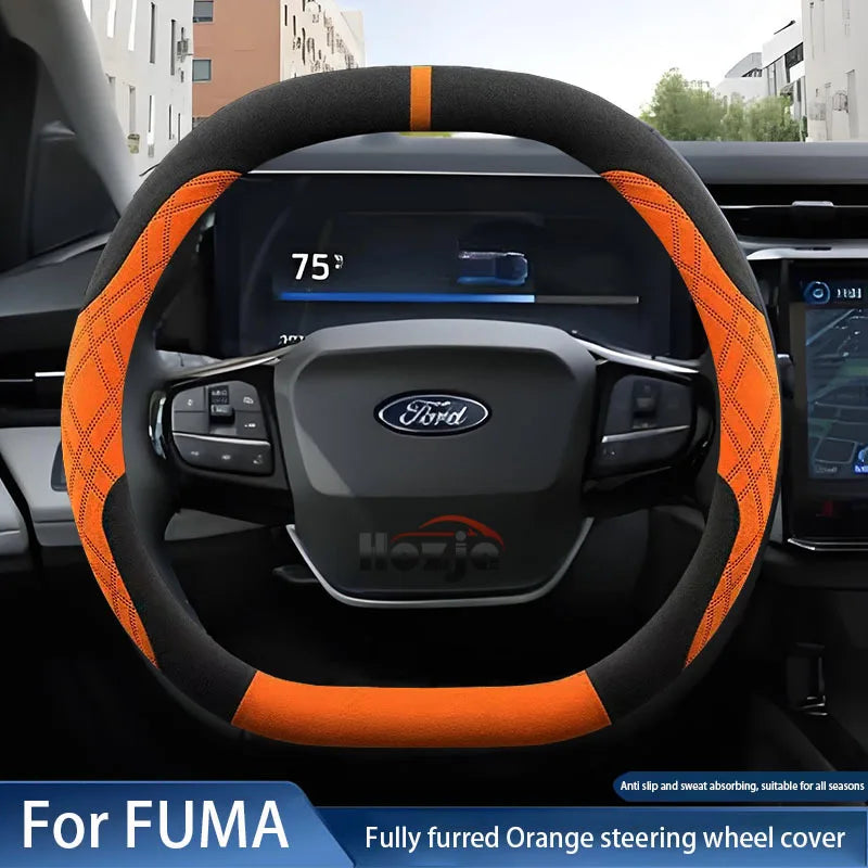 Luxury Soft Faux Fur Car Steering Wheel Cover for Ford PUMA ST-Line Gen-E 2024 2025 Non-slip Car-styling Auto Accessories
