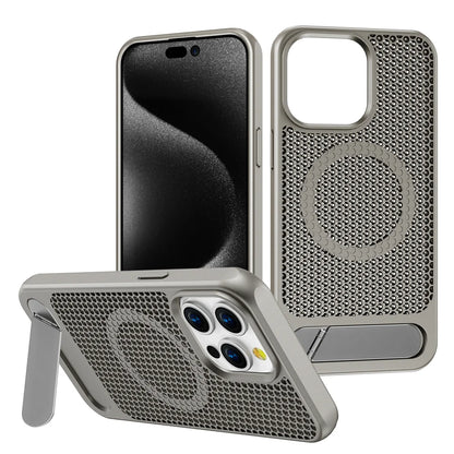 Luxury Cooling Stand Magnetic Phone Case For iPhone 17 16 15 14 11 12 13 Pro Max Heat Dissipation Plain Color Shockproof Cover
