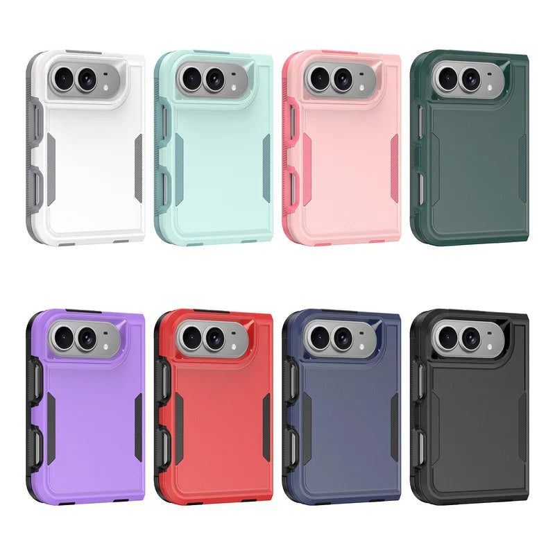High Quality Armored Skin Feel Phone Case For IPhone Duo, Sturdy Folding Dual Screen All-around Anti Drop Protection Back Cover