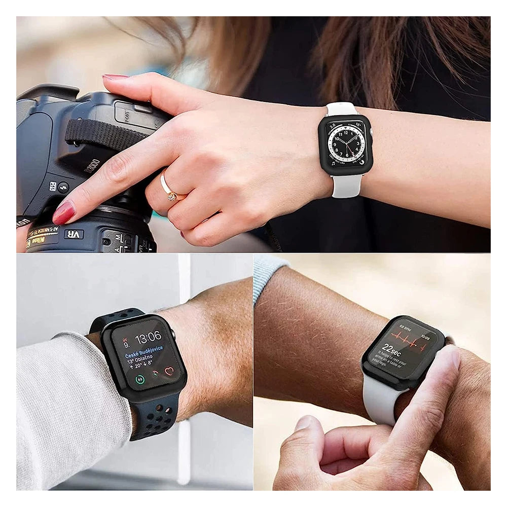 Tempered Glass+Case for Apple Watch Ultra 4 3 2 49 45 41 40 44 42 46mm PC Bumper Protector cover For iWatch 12 11 10 SE 9 8 7 6