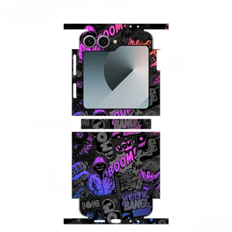 Decal Skin for Samsung Galaxy Z Flip6 5 4 7 Back Screen Protector with Hinge Film Cover Flip5 3M Wrap Colorful Sticker