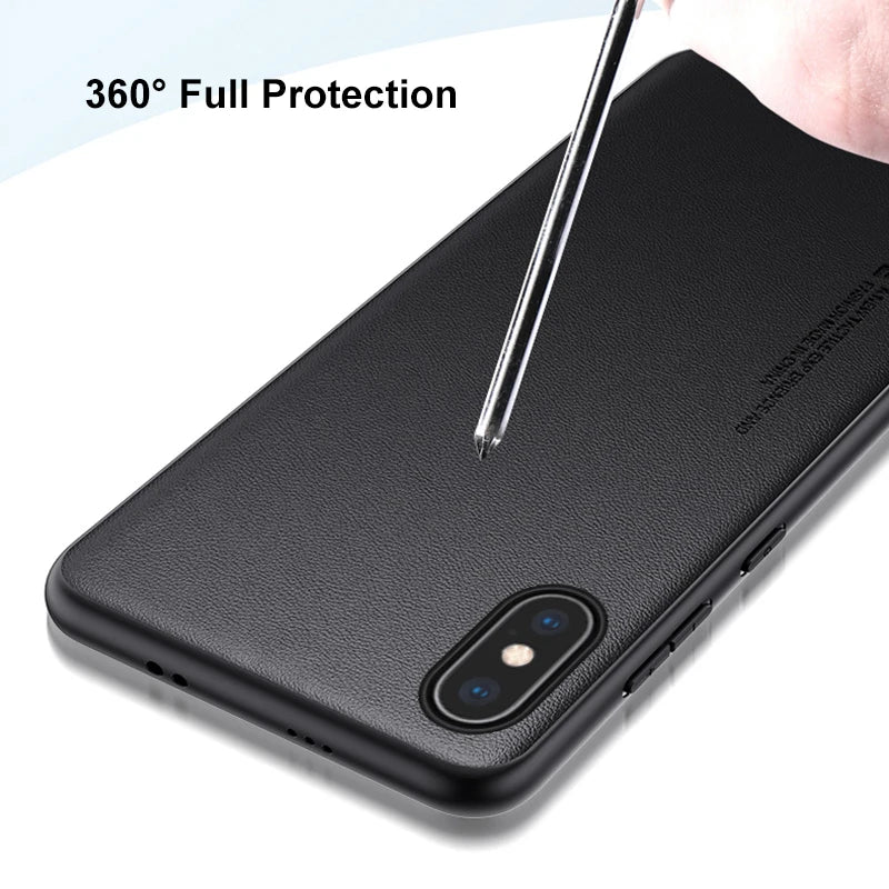 Luxury PU Leather Case For iPhone X XS Back Cover Silicone Shockproof Full Protection Phone Case For iPhone X S iPhone X iPhone