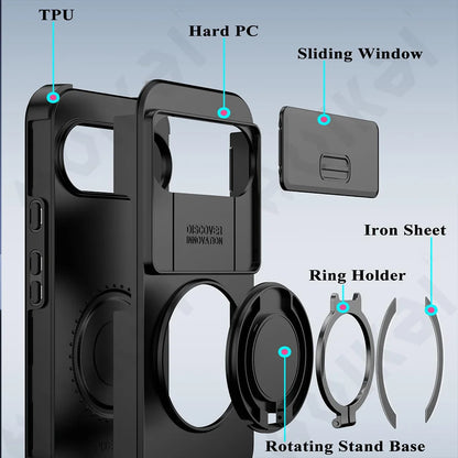 Case for Google Pixel 11 10 9 Pro XL PC Hrad Matte Black Case with Slide Camera Protection Protective Case Anti-Shock Cover