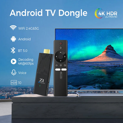 New Smart TV Stick Z1 Android 15 Support Ultra HD BT5.0 Dual 2.4/5G H313 Streaming Media Player BT 5.0 Video Decoding iptv