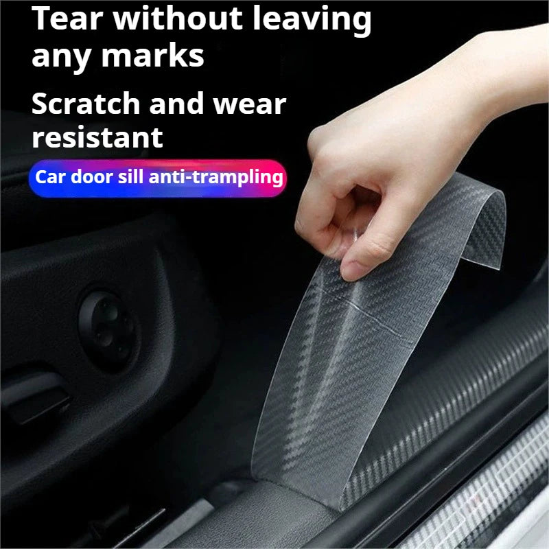 3D Carbon Fiber Sticker Paste Car Threshold Protective Film Anti Scratch Waterproof Matte Black Nano Sticker for Car Body