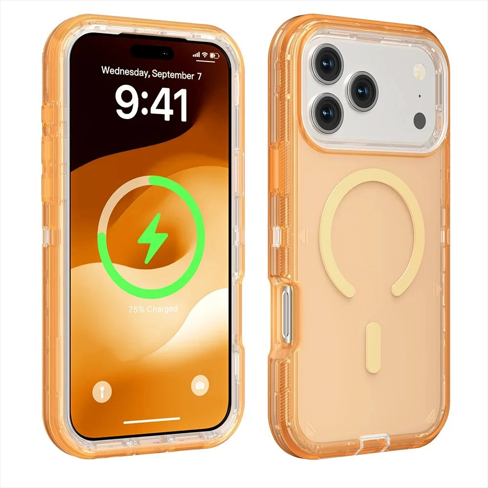 Rugged Ott Armor Magnetic Wireless Charging Clear Case For IPhone 18 17Air 16 15 14 Plus 13 12 Pro Max Enhanced Shockproof Cover