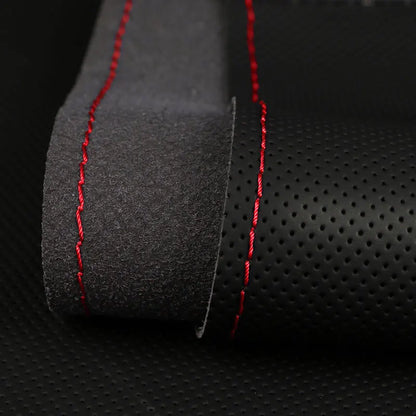 Universal 38cm Hand-Sewn Car Steering Wheel Cover Microfiber Leather Soft Wear-Resistant with Needles Thread Steering Wheel Skin
