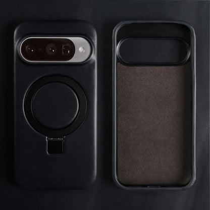 Luxury Magnetic Bracket Holder Genuine Leather Case For Google Pixel 10 Pro XL Pixel10 8A 9Pro 7A 6A 5A Full Wrapped Back Cover