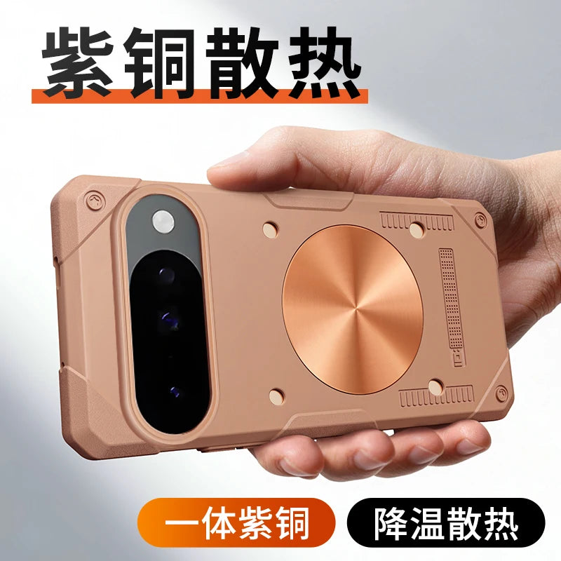 Copper Heat Dissipation Magnetic Phone Case For Google 11 10 9 Pro XL Cooling Case Heavy Duty Shockproof Cover Silicone Casing