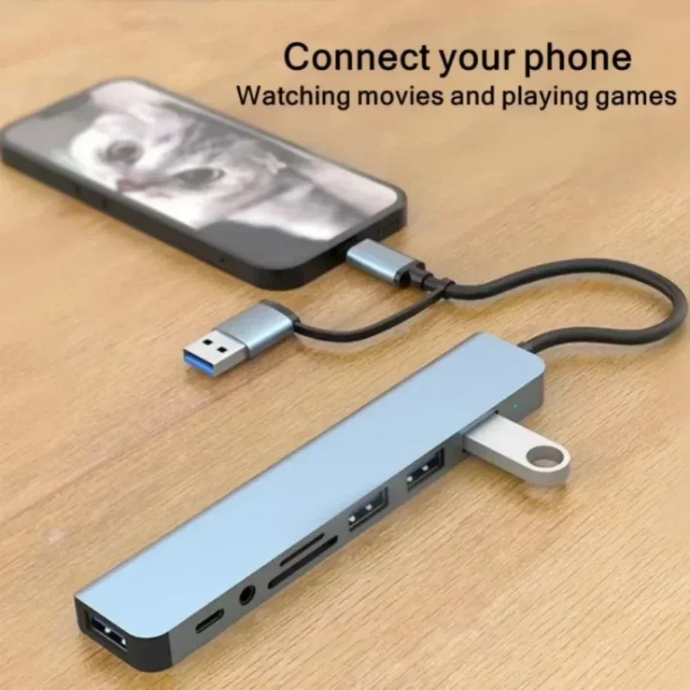 2 in 1 4/5/7/8 Port USB C Expander USB 3 Hub Type C Splitter Type C Dock Multiport Adapter USB Expander for Xiaomi Phone Tablet