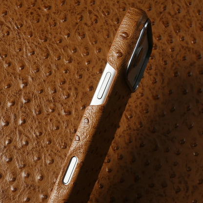 For Magsafe Ostrich Genuine Leather Case For iphone 17 Air 16 15 14 13 Pro Max Back Cover Cases 17Pro 16Pro 15Pro Max Coque Capa