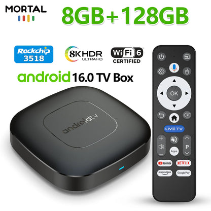 2026 Smart Android 16 TV Box T1 RK3518 Quad Core WiFi 2.4G/5G Support Dual UI Interface Google Assistant Streaming Media Player