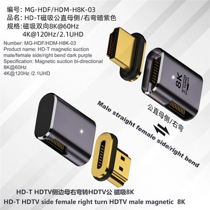 8K HDMI-compatible 2.1 Cable Connector Adapter 270 90 Degree Angle 2 Pieces Male To Female Converters Cable Adaptor Extender 3D