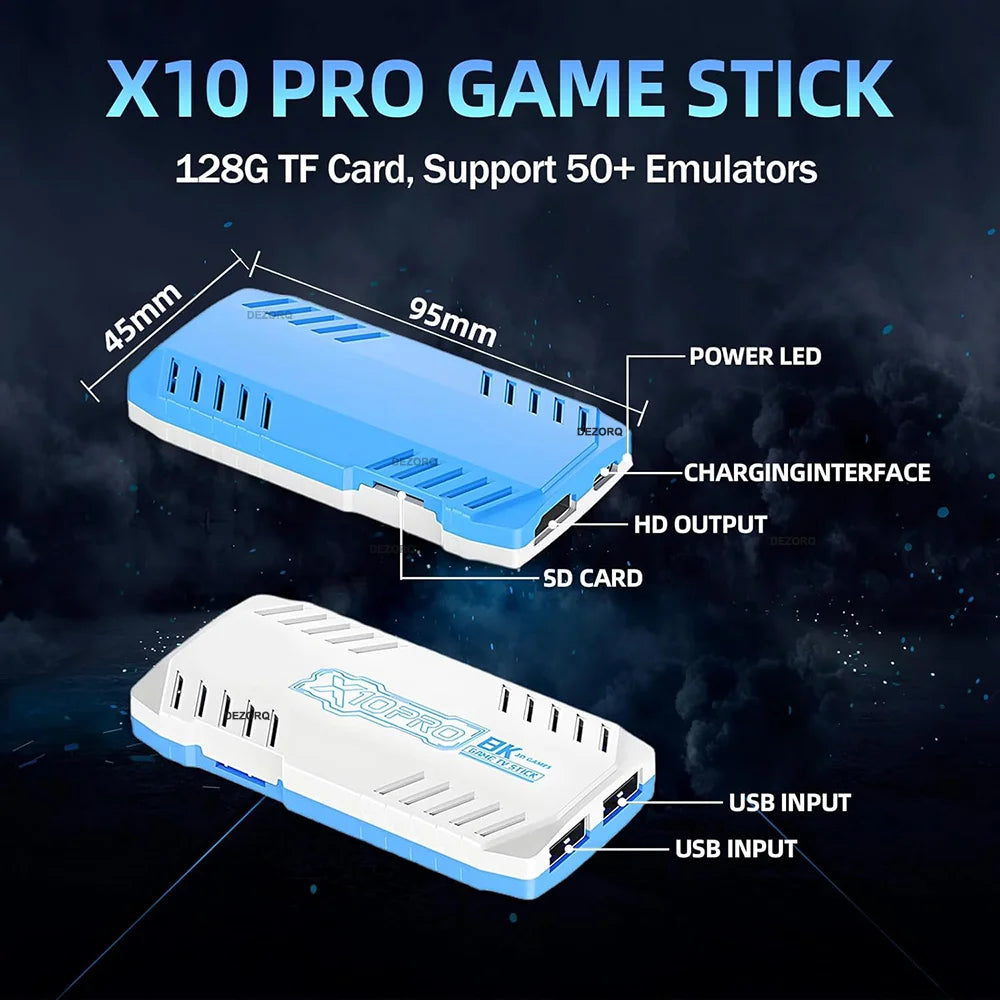 X10 Pro Retro Gaming Console 128G Game Stick Built In 50000 Retro Games 40+ Emulators S905X3 TV Video Game Consola