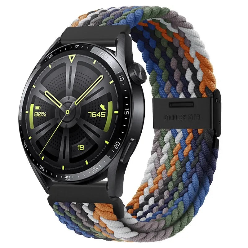 20 22mm Strap for Samsung Galaxy Watch 7 6 5 4 Band 40/44mm 5Pro Active 2 Gear S3 Braided Elastic Bracelet for Huawei GT2/3 4Pro