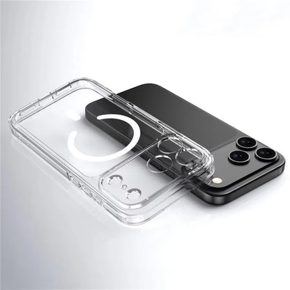 Luxury Clear Shockproof For Magsafe Magnetic Case For iPhone 17 Air 17Pro 17 ProMax Wireless Charging Shockproof Hard Back Cover
