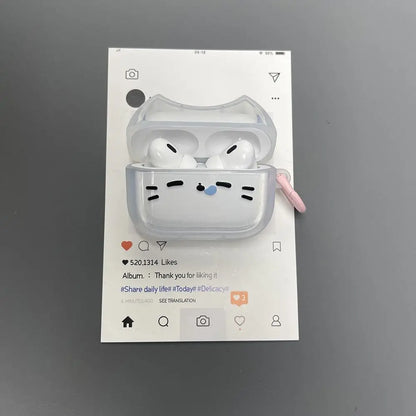 Cute Sleepy Cat Earphone Case Anti-Fall Earbuds Cover with Keyring Dustproof Shockproof Headphone Protective Case