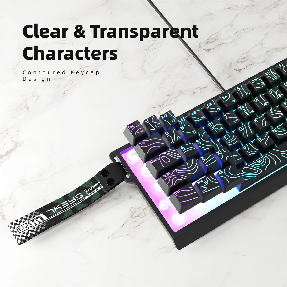 60% Compact Wired Keyboard with RGB Backlighting and Gradient Keycaps Are Suitable for Windows Tablets, Laptops and Gamers.