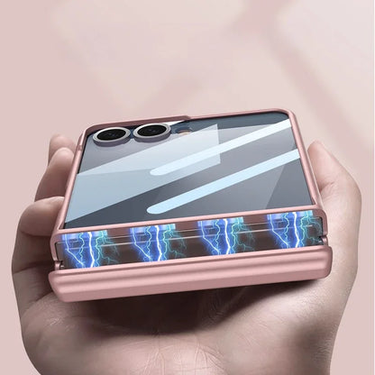 Hinge Protection Magnetic Hard Shell Phone Case for Samsung Galaxy Z Flip 8 7 6 Flip7 Flip6 with Tempered Film Protector Cover